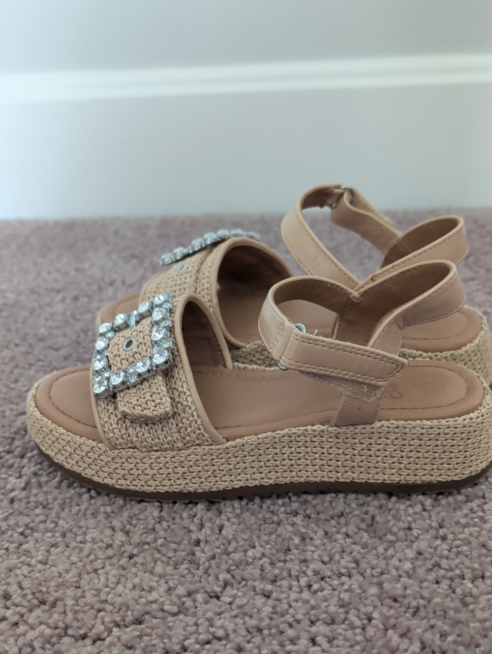 Girls art class Neutral Beige Embellished Platform Sandals